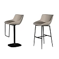 Modern Bar Stools With Beige Seats And Black Metal Frames Round Base Four Legs