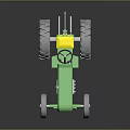 Classic Green Toy Tractor With Yellow Seat And Large Gray Wheels