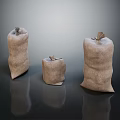 Burlap Storage Sacks In Various Sizes With Tied Tops For Household Use