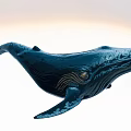 Lifelike Blue Whale Aquatic Animal Artwork With Shiny Deep Blue Surface And Textured Skin