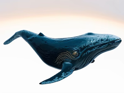 Lifelike Blue Whale Aquatic Animal Artwork With Shiny Deep Blue Surface And Textured Skin 3d model