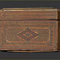 Vintage Wooden Display Cabinet Shelf With Geometric Carved Patterns And Traditional Style