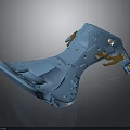 Blue Mechanical Equipment with Yellow Metal Components and Curved Base Design Structure 3d model
