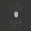 Sci Fi Game Movie Character With Red Green Futuristic Helmet And Yellow Markings