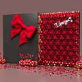 Black Gift Box With Red Bow And Red Rose Decoration Board I Love You Text