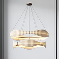 Modern Wavy Double Layer Chandelier With Ribbed Design And Soft Illumination 3d model
