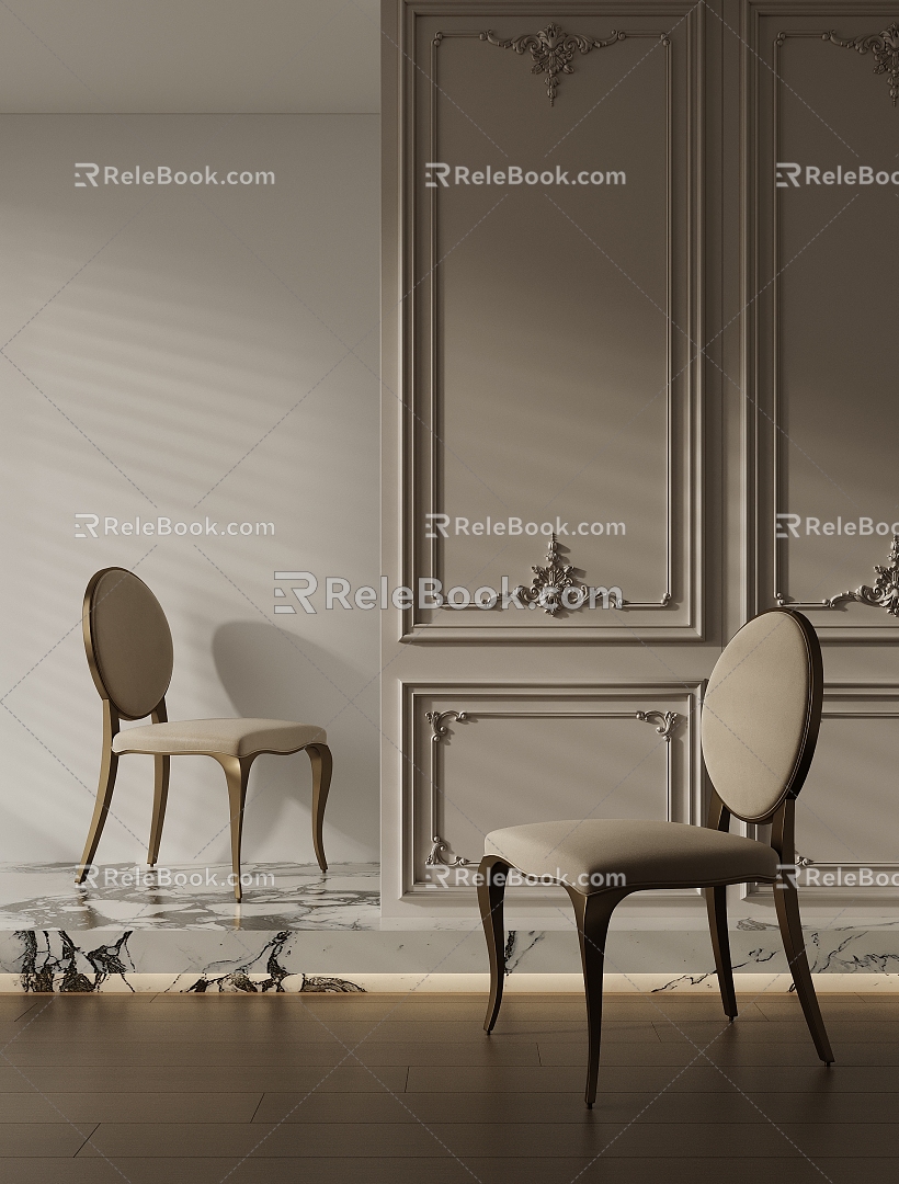 American Dining Chair Single Chair 3d model