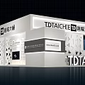 Modern TDTAICEE Exhibition Booth Design With White Exterior And Blue Triangular Patterns 3d model