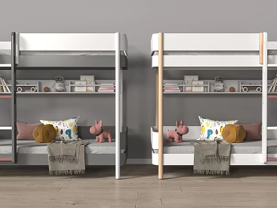 Modern upper and lower bunk bed 3d model