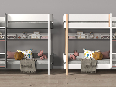 Modern upper and lower bunk bed model