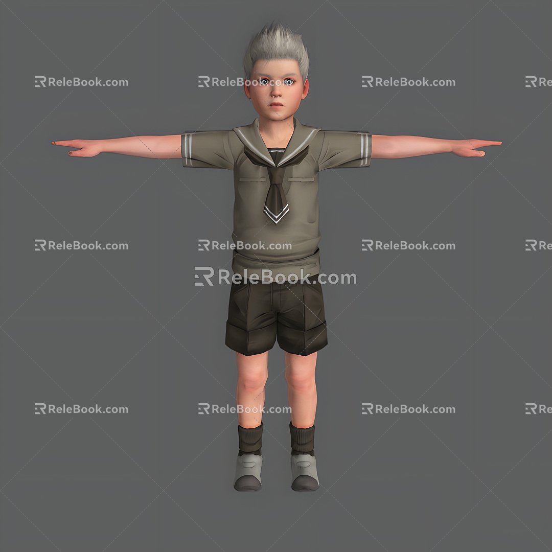 Cartoon Boy Man Boy Cartoon Anime Movie Kids Kids Games Little Boy School Uniform 3d model