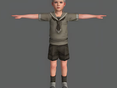 Cartoon Boy Man Boy Cartoon Anime Movie Kids Games Little Boy School Uniform 3d model