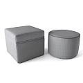 Square Brown and Round Gray Upholstered Sofa Stools for Home Decor