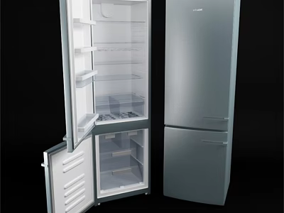 Open Door Refrigerator Freezer Modern Design With Interior Shelves And Drawers 3d model