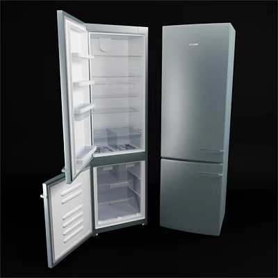 Open Door Refrigerator Freezer Modern Design With Interior Shelves And Drawers 3d model
