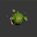 Cartoon Cactus With Smiling Face Big Eyes And Pink Flowers In Terracotta Pot