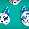 Colorful Cat Masks With Various Designs On Teal Background For Home Decor