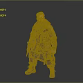 3D Male Character Model With Brown Coat Green Inner Garment And Utility Pockets