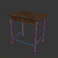 Vintage Old Wooden Table With Worn Surface And Metal Legs Design