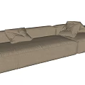 Modern Beige Fabric Sectional Sofa With Comfortable Pillows And Soft Cushions 3d model