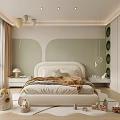 Kids Room Interior Design With Soft Green Walls Balloons Wooden Toys And Cozy Bed