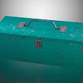 Vintage Green Box With Worn Surface Metal Handle And Lock Closure 3d model