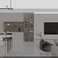 Modern Minimalist Open Living And Dining Room Interior Design With Cozy Sofas And Large Windows