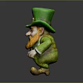 Leprechaun Character With Green Hat Gold Buckle Orange Beard And Gold Shoes