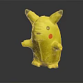 Cute Yellow Plush Doll With Black Ear Tips Red Cheeks And Standing Pose