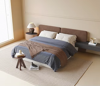 Double bedside table carpet 3d model
