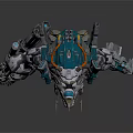 Cosmic Space Exploration Robotic Figure With Mechanical Appendages And Armored Design