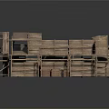 Wooden Industrial Structure With Multiple Platforms Staircases And Cylindrical Tank 3d model