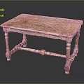 Elegant Solid Wood Table With Carved Legs And Natural Wood Grain Design
