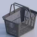 Public Facility Shopping Basket With Plastic Handles And Rectangular Design For Stores 3d model