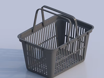Public Facility Shopping Basket With Plastic Handles And Rectangular Design For Stores 3d model