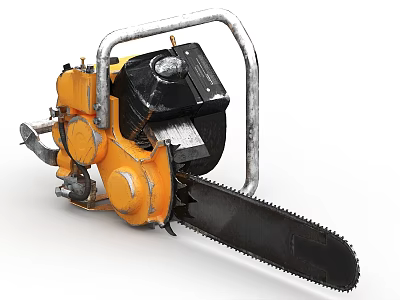 Durable Chainsaw Hardware Power Tool with Yellow Black Body and Metal Handle 3d model