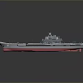 Detailed Military Aircraft Carrier With Flight Deck Red Hull And Blue Markings