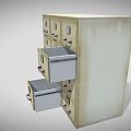 Vintage Metal File Cabinet With Multiple Drawers Some Open Storage Compartments And Handles