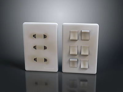 White Computer Interface Panel With Multiple Power Sockets And Connectivity Ports Design 3d model