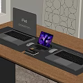 Modern Workspace With Two Laptops iPad Mouse And Mobile Phone On Wooden Desk