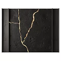 Black Textured Background Wall With Golden Cracks And Framed Edges 3d model