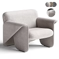 Modern Light Gray Fabric Single Sofa With Curved Armrests And Minimalist Design