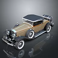 Vintage Classic Car With Brown Black Exterior Convertible Top And White Wall Wheels