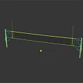 High Quality Badminton Net With Yellow Frame Support Posts And Shuttlecock