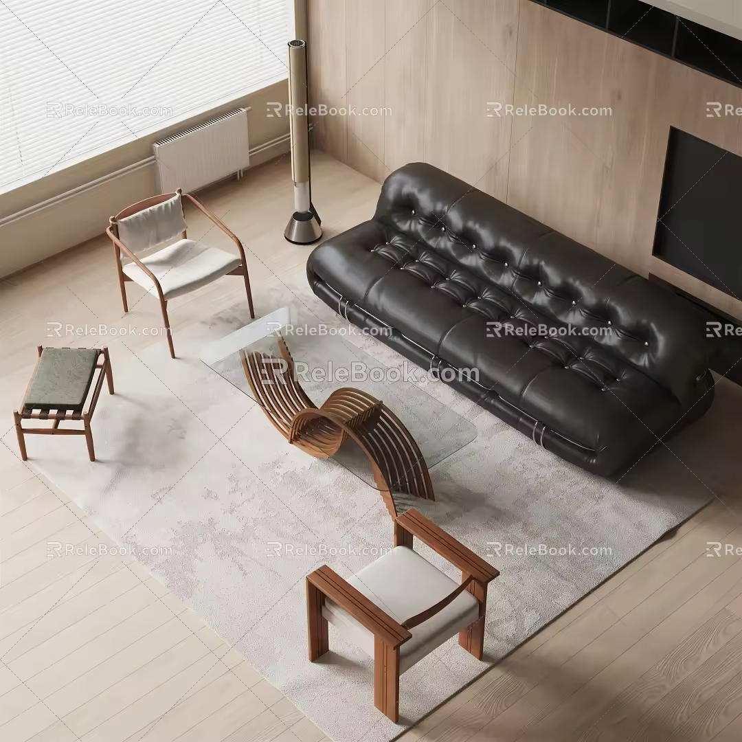 Modern sofa coffee table combination 3d model