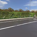 Scenic Road Facilities With Cherry Blossom Trees Signpost Street Lamps Road Arrows And Sea View