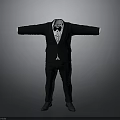 Black Formal Suit With Bow Tie Trousers And Leather Shoes On Mannequin