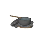 Traditional Decorative Water Feature With Stone Basin Wooden Lever And Pebble Base