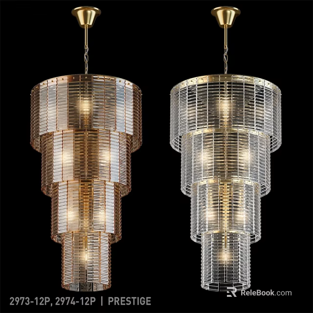 Modern Metallic Multi Layered Chandeliers With Gold And Silver Design For Elegant Lighting 3d model 