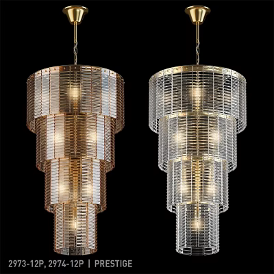 Modern Metallic Multi Layered Chandeliers With Gold And Silver Design For Elegant Lighting 3d model